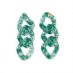 vanessa baroni boucles d'oreilles flat chain vert pailleté