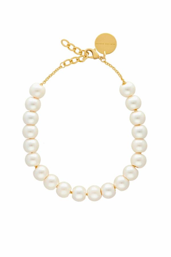 vanessa baroni collier small beads short pearl