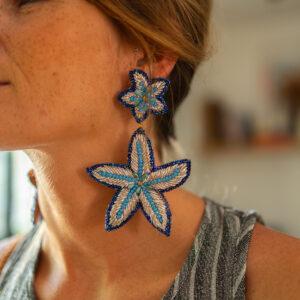 olivia dar boucles d'oreilles maxi starfish earrings navy