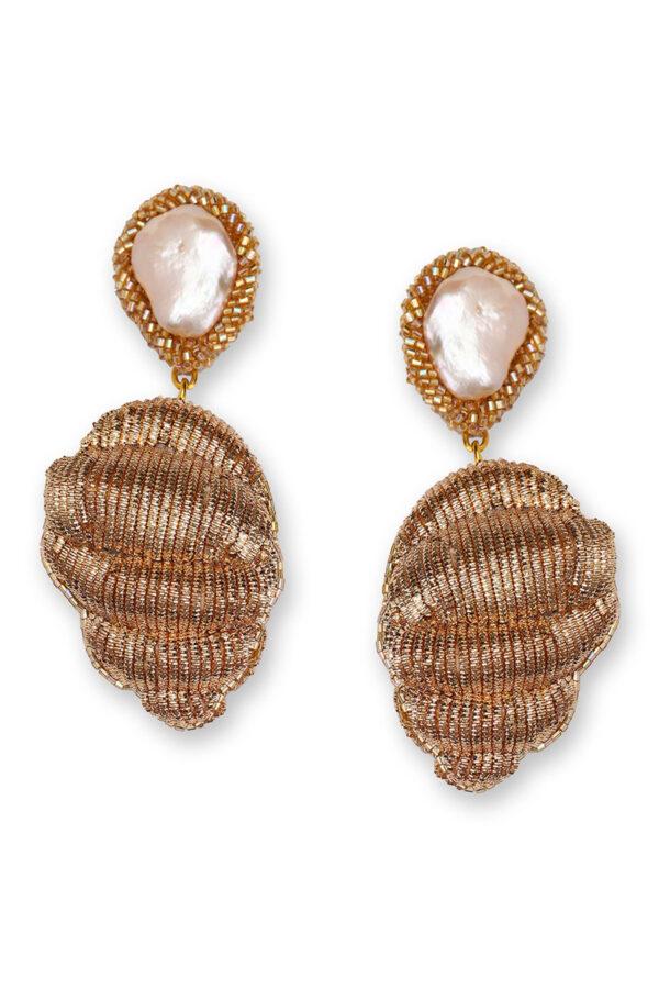 olivia dar boucles d'oreilles conch earrings dorées