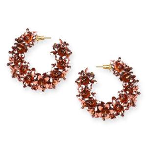 olivia dar boucles d'oreilles flower hoops earrings copper