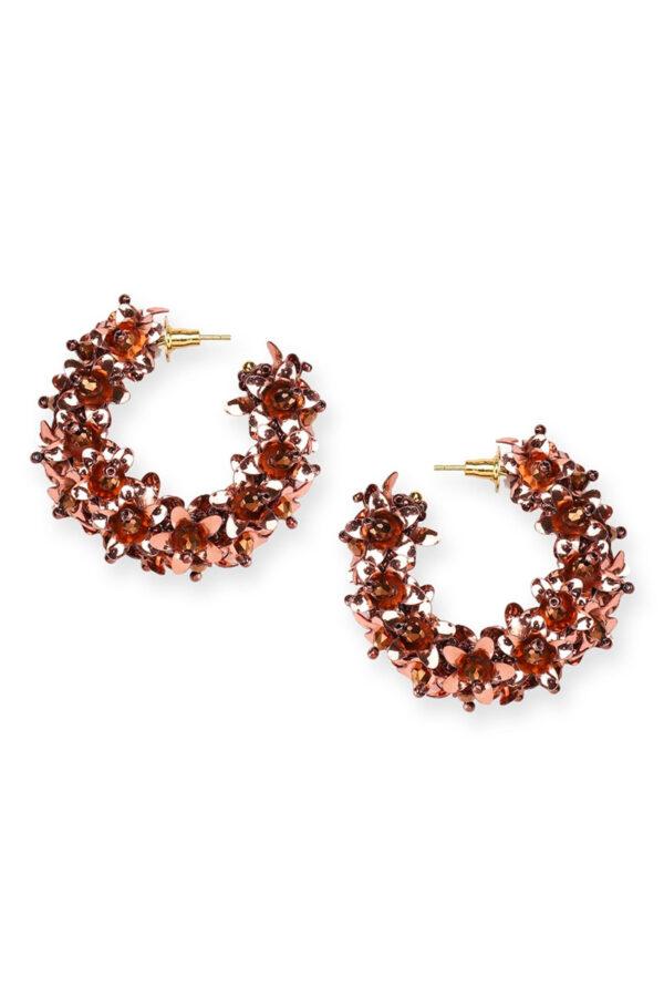 olivia dar boucles d'oreilles flower hoops earrings copper