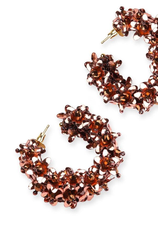 olivia dar boucles d'oreilles flower hoops earrings copper