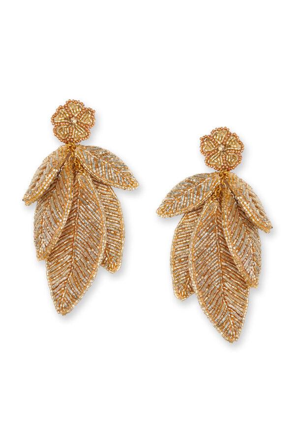 olivia dar boucles d'oreilles leaf earrings gold