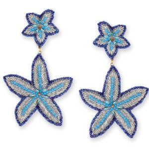 olivia dar boucles d'oreilles maxi starfish earrings navy