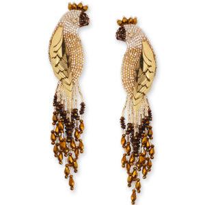 olivia dar boucles d'oreilles peacock earrings dorées