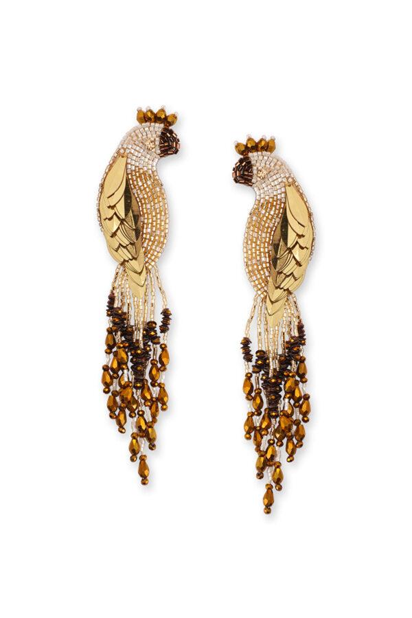 olivia dar boucles d'oreilles peacock earrings dorées