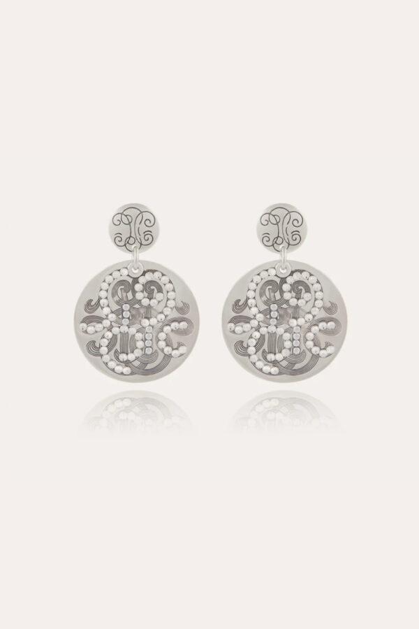 gas bijoux boucles d'oreilles diva strass pm argent