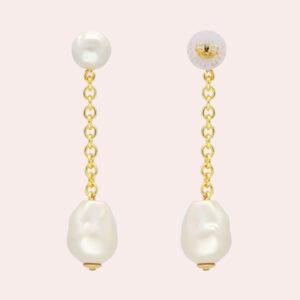 vanessa baroni boucles d'oreilles hanging organic pearl pearl