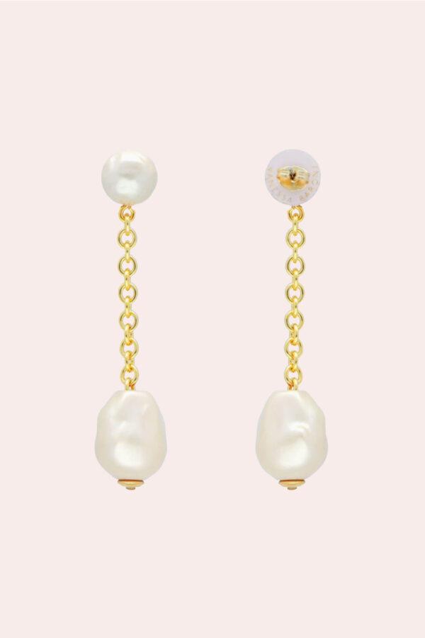 vanessa baroni boucles d'oreilles hanging organic pearl pearl