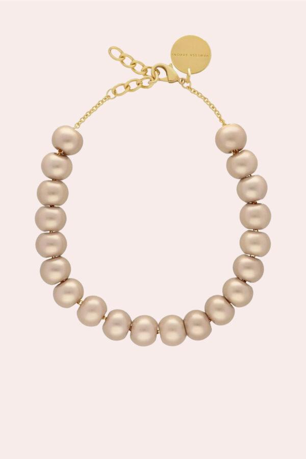 vanessa baroni collier small beads short champagne pearl