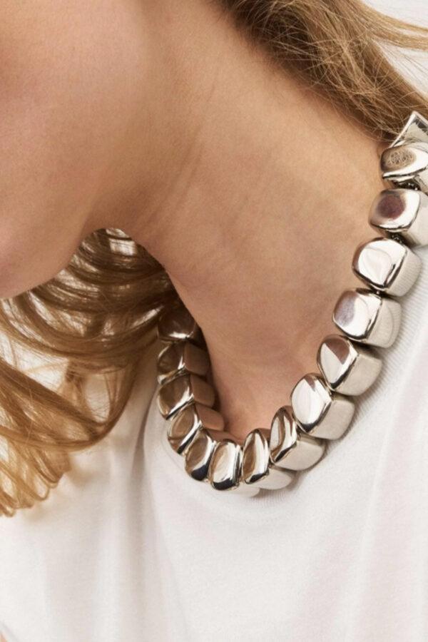 vanessa baroni collier small organic shaped silver