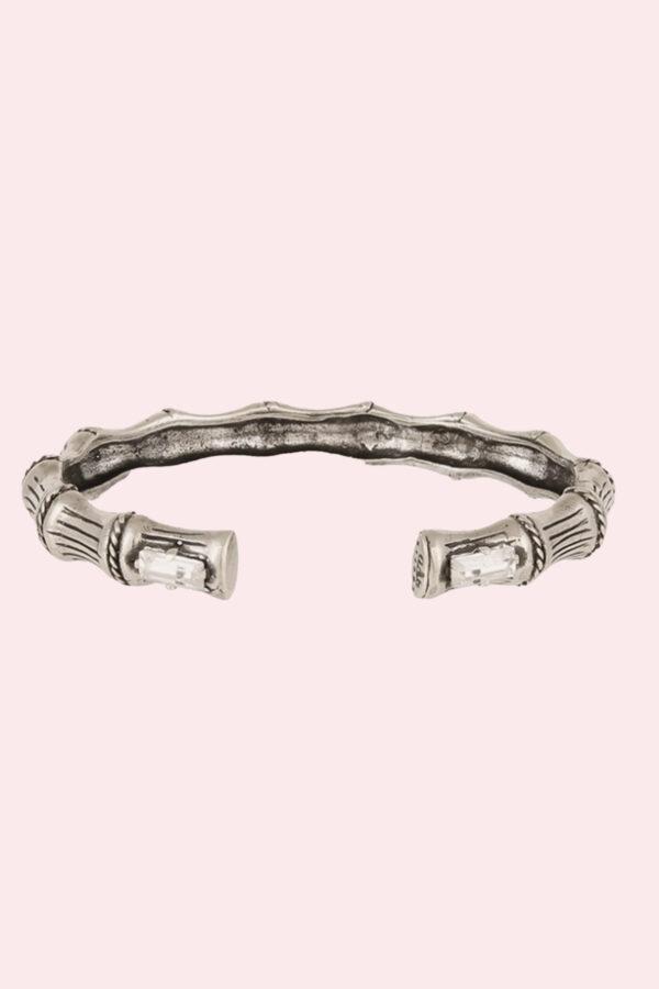 gas bijoux bracelet bambou jonc strass argenté