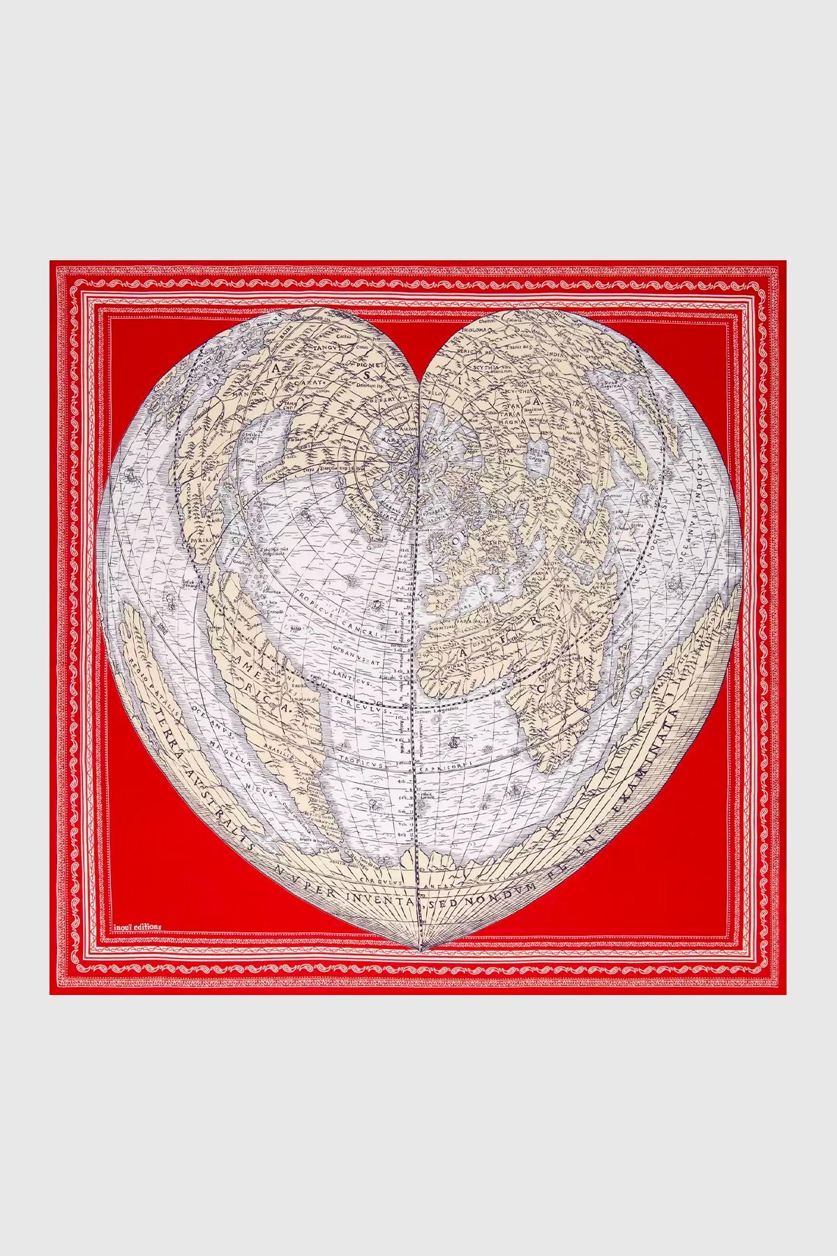 inoui editions carré 100 mappemonde rouge