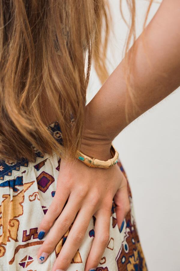 gas bijoux bracelet bambou strass turquoise