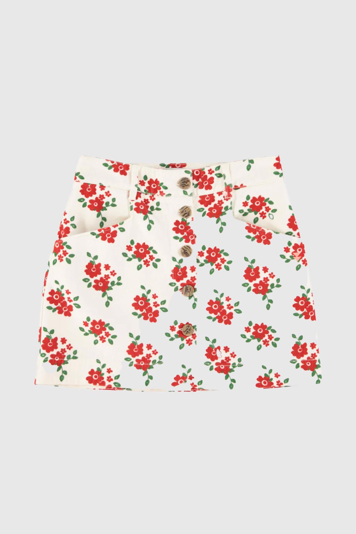 sisters department jupe courte écru flowers red