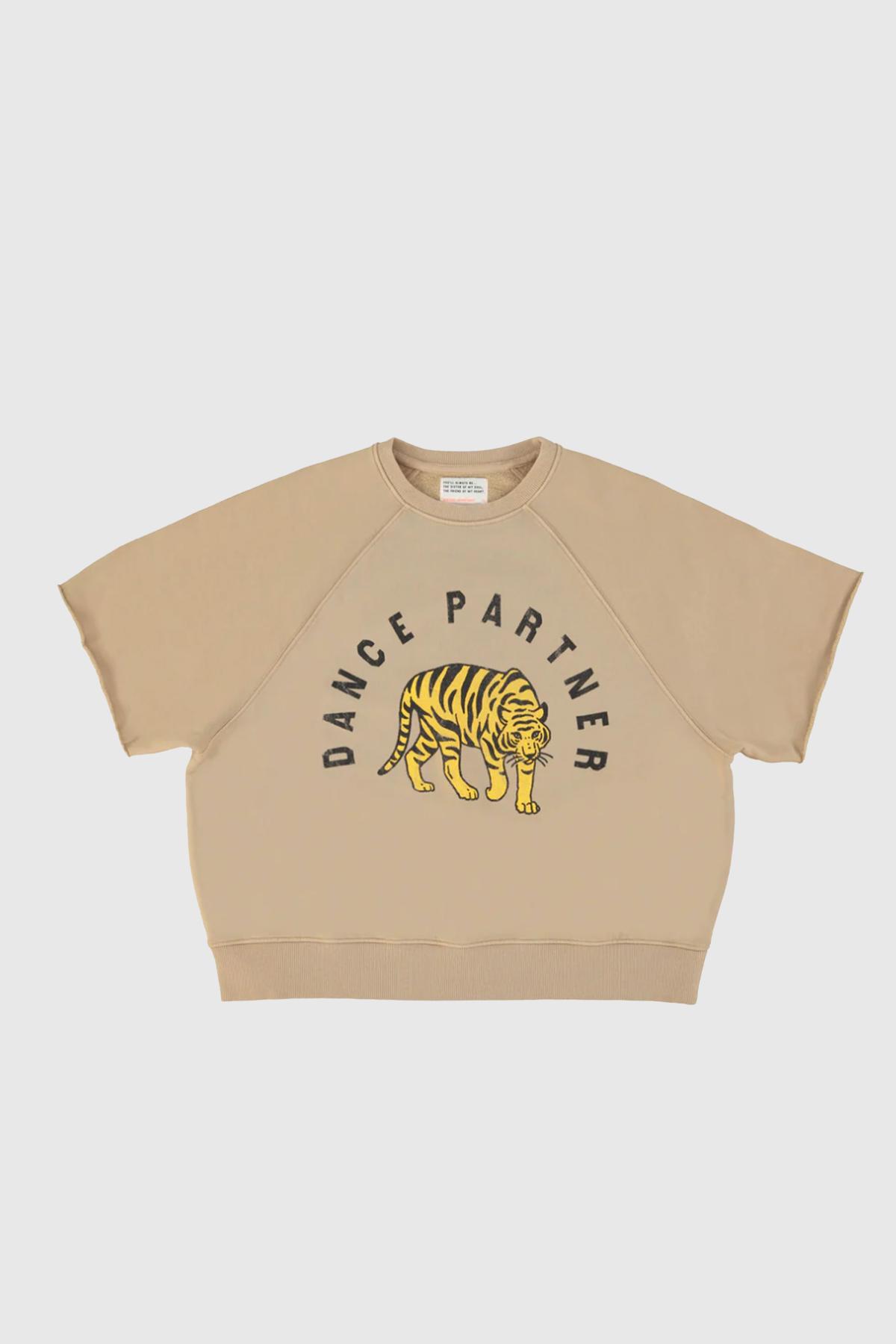 sisters department sweatshirt short sleeve light brown leopard print