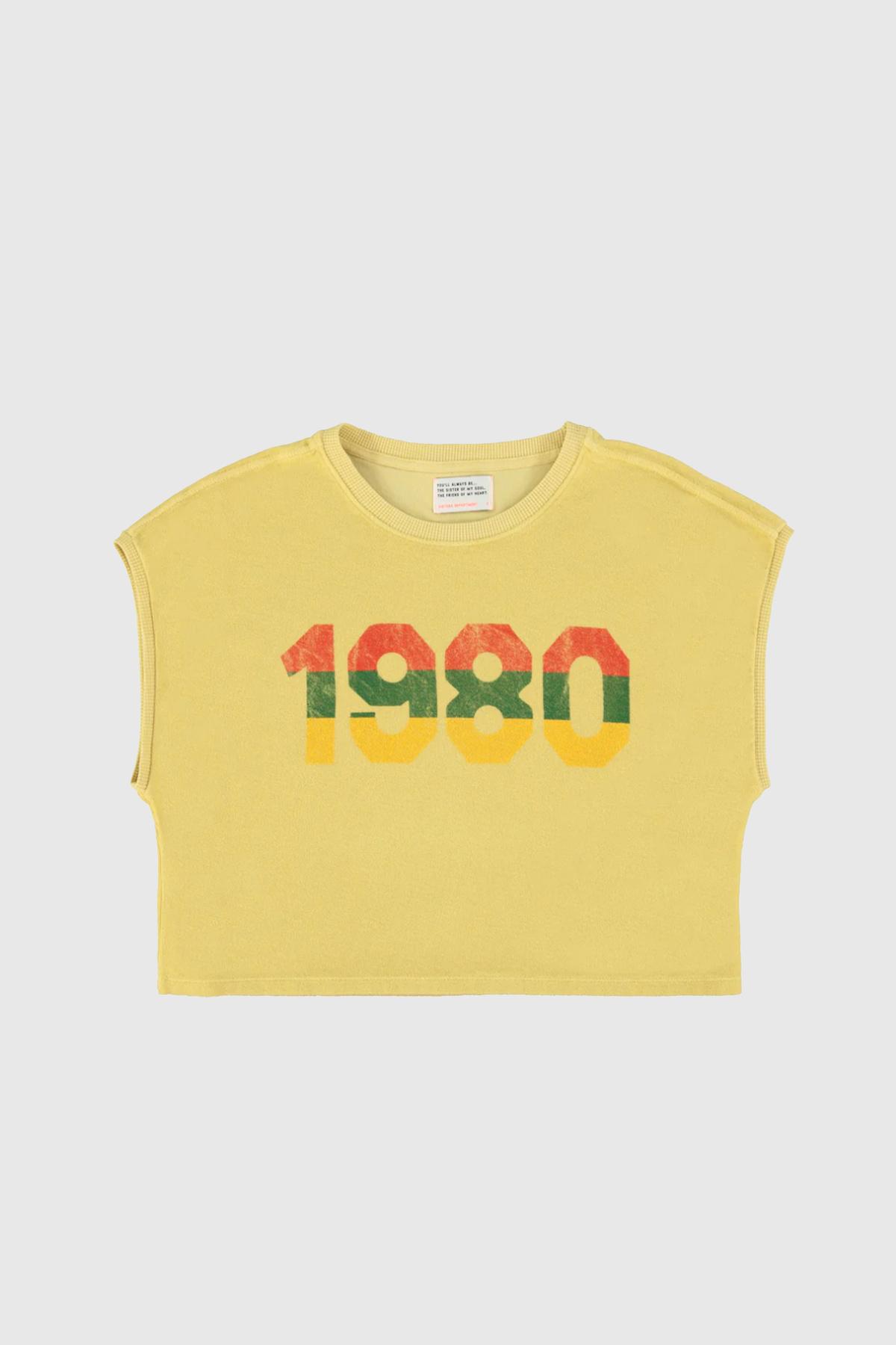 sisters department t shirt top round neck 1980 print /sand